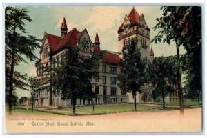 1906 Central High School Exterior Building Detroit Michigan MI Vintage Postcard