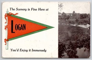 Logan Iowa Scenic Pennant 1912 Davidson Family Long Pine Nebraska Postcard A33
