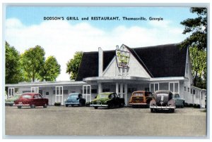 c1940's Dodson's Grill And Restaurant Exterior Thomasville Georgia GA Postcard