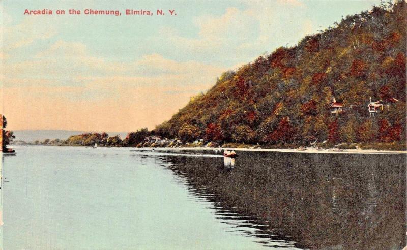 ARCADIA ON THE CHEMUNG-ELMIRA NEW YORK-BAKER BROS PUBL POSTCARD 1911 psmk