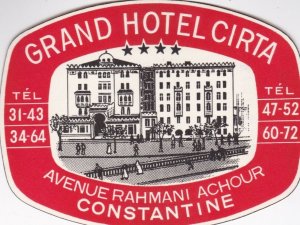 Turkey Constantine Grand Hotel Cirta Vintage Luggage Label lbl0441