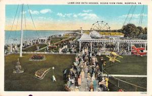 Norfolk Virgina Ocean View Park Lawn and Bath Houses Antique Postcard J48466