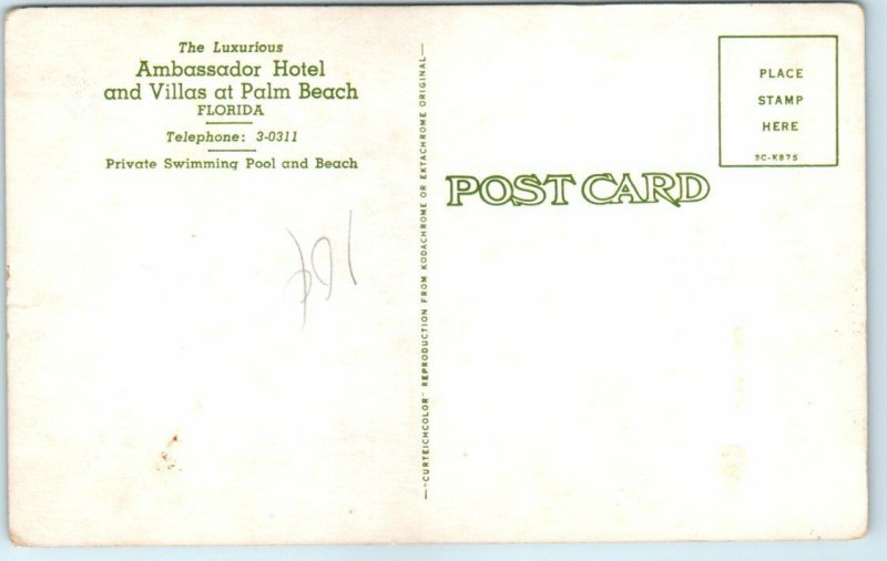 Postcard - The Luxurious Ambassador Hotel and Villas at Palm Beach, Florida