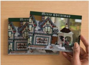 Merry Christmas Handmade Postcard Set of 6, Christmas Village Antiques