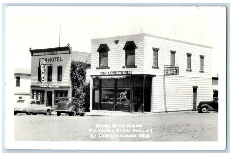 Mack's Cafe And Gem Hotel Cars Murdo South Dakota SD RPPC Photo Vintage Postcard