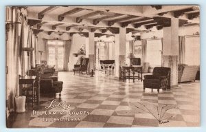 EL PASO, TX Texas ~ Lobby of DEL CAMINO COURTS  c1940s  Roadside  Postcard