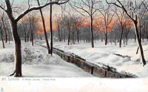 Winter Sunset Forest Park St Louis Missouri 1910c Tuck postcard