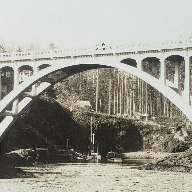 Bridge at Depoe Bay Oregon Coast Highway Art Moderne RPPC Photo Postcard F135