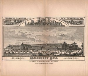 1876 Victorian Machinery Hall Philadelphia Fold-out Engraving 2T1-57