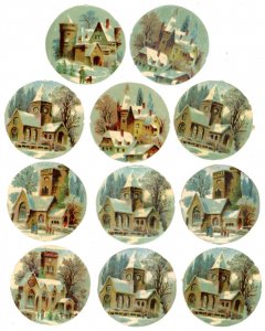 1870s-90s Beautiful Victorian Die-Cuts Winter Christmas Lot Of 11 F199