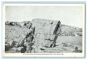 1934 A Peculiar Rock Formation, Bald Head Cliff, York Beach, Maine ME Postcard 