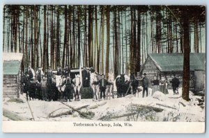 Iola Wisconsin WI Postcard Torbenson Camp Logging Horse Carriage 1910 Unposted