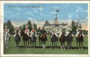 Miami FL Club House Polo Horses Sports c1920 Postcard