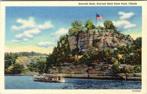 Postcard BOAT SCENE Starved Rock State Park Illinois IL AL7609