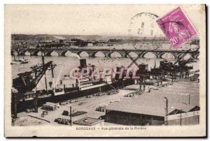 Postcard Old Bordeaux Vue Generale de la Riviere Boat