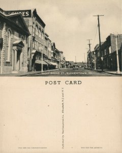 QUAKERTOWN BUCKS COUNTY PA WEST BROAD STREET VINTAGE POSTCARD