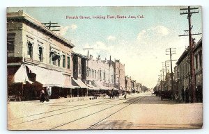 SANTA  ANA, CA California ~  FOURTH STREET SCENE c1910s Orange County Postcard