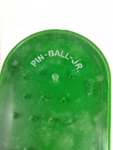 Vintage Pinball Jr Junior Handheld Mini Game Green 3-7/8 Pin-Ball-Jr