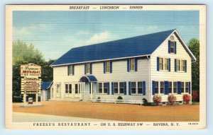 RAVENA, NY New York  ~ FREESE'S RESTAURANT Roadside c1950s Linen  Postcard
