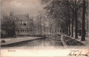 Netherlands Dordrecht Stationsweg Vintage Postcard 09.33