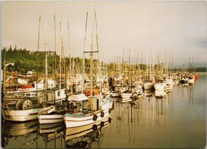 Massett BC Fishing Trollers Boats Delkatla Slough Continental Postcard C10