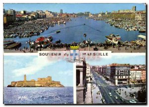 Modern Postcard Souvenir de Marseille Vieux Port Le Chateau d'If The Canebiere