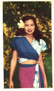 Postcard United Airlines Hawaiian Girl Lei Greeter