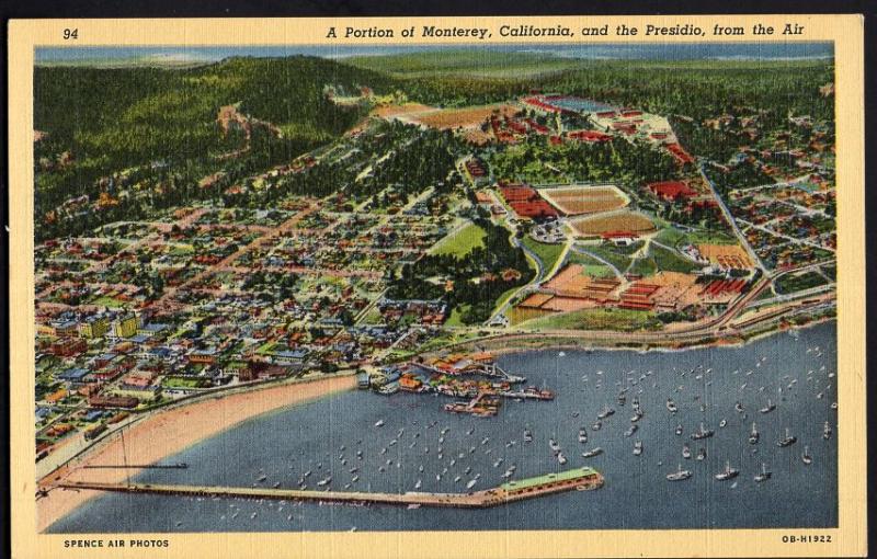 California ~ A  Portion of MONTEREY and the Presidio from the Air - LINEN