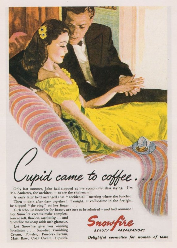 Snowfire Old Beauty Cream Cupid Date Romance Advertising Postcard