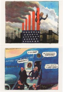 US President Air Force One American Political Humour 2x Postcard s