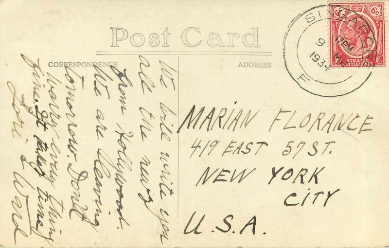 RPPC Malaysia Native using Blow-Pipe, Singapore 1934 Straits Settlements Stamp