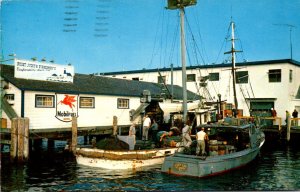 Rhode Island Galilee Fishermen Unloading Their Catch 1958