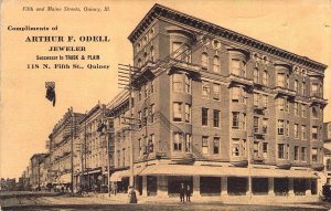 c.'07,  Arthur F Odell, Jeweler, Adv., 5th & Maine, Quincy, IL, Old Post Card