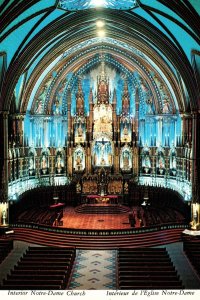 CONTINENTAL SIZE POSTCARD INTERIOR VIEW OF NOTRE DAME CHURCH MONTREAL QUEBEC