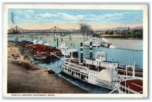 1918 Public Landing Steamer Ship Bridge Scene Cincinnati Ohio OH Posted Postcard