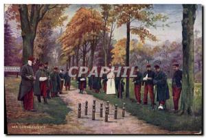 Old Postcard Army Nurse Convalescents Bowling