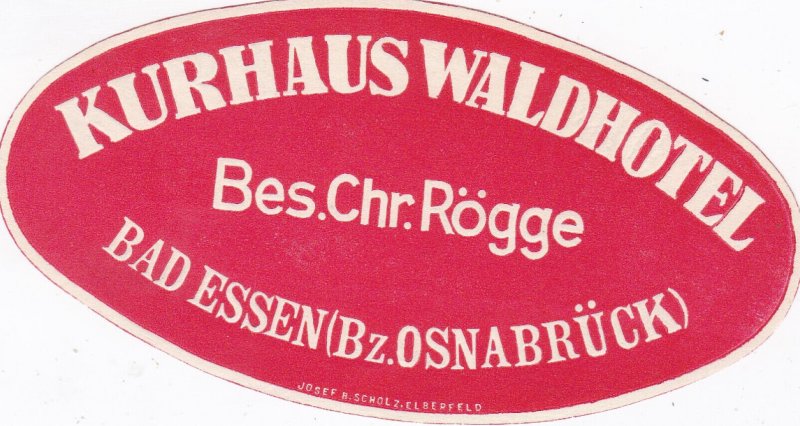 Germany Bad Essen Kurhaus Waldhotel Vintage Luggage Label sk2093