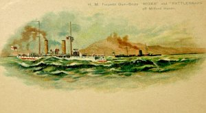 HMS Niger & Rattlesnake @ Milford Haven c.1910s Royal Navy WWI Postcard Rare Art