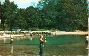 Postcard MO Lebanon Bennet Spring State Park - girl fishing