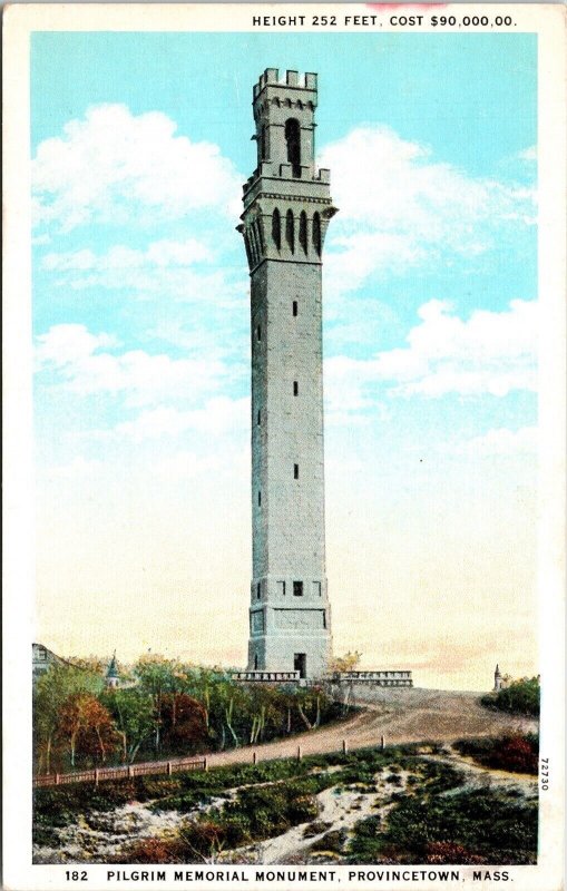 Pilgrim Memorial Monument Provincetown Massachusetts MA WB Postcard UNP VTG 