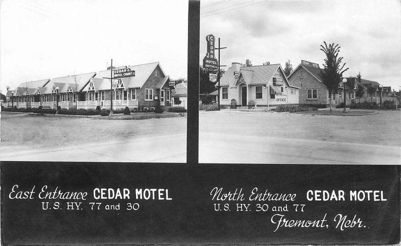 1940s Fremont Nebraska East Entrance Cedar Hotel RPPC real photo Cook 12703