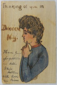 Young Man Thinking of you in Poem- Durham, New York - Vintage Postcard