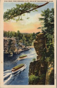 High Rock from Romance Cliff Dells of the Wisconsin River Linen Postcard W18