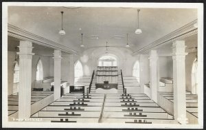 Inside Mormon Temple Kirtland Ohio RPPC Unused c1930s