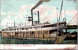 Postcard Steamer Bald Eagle at Landing in Beardstown, Illinois