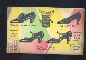 PHILADELPHIA NEW YORK W.F MCOMBER SHOES SHOE STORE OLD ADVERTISING POSTCARD