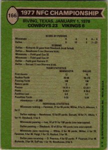1978 Topps Football Card '77 NFC Championship Cowboys 23 Vikings 6 sk7525