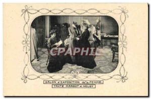 Old Postcard Salon d & # 39exposition woman Aunt Margot and Nelsy