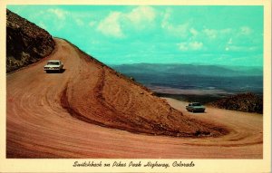 Vtg Chrome Switchback On Pikes Peak Highway Cooper Post Card Company Colorado