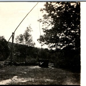 c1910s Ancient Water Well Sweep RPPC Old Pole Bucket Lift Lever Real Photo A143